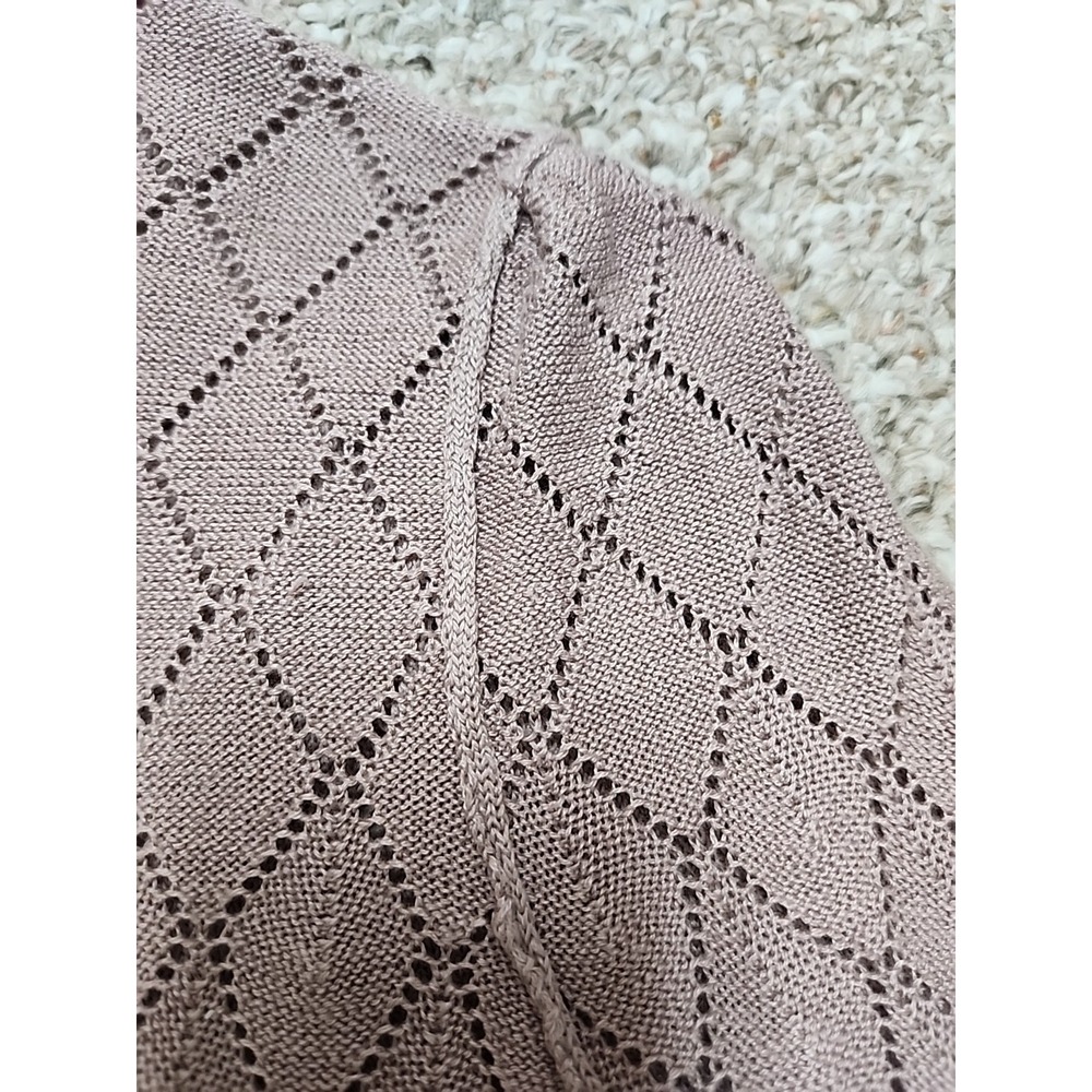 Free People Mauve Ruffles Cardigan Size S Diamond Pattern Linen Blend - Picture 14 of 16